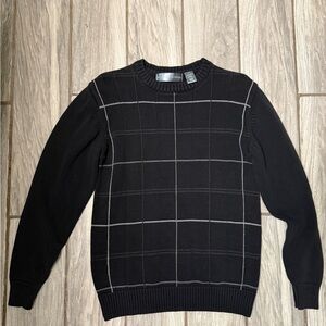 Oscar de la Renta Men’s Black/Grey Checkered Crewneck Sweater